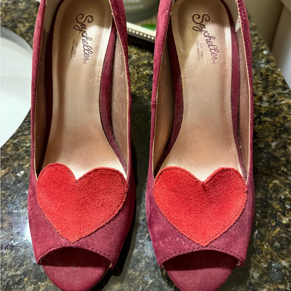 Vintage suede heart heels, like new